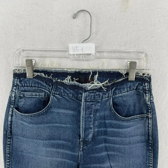 3x1 NYC Women’s Jeans 27 Blue Medium Wash Ankle Fringed Waist High Rise Skinny - Picture 11 of 11